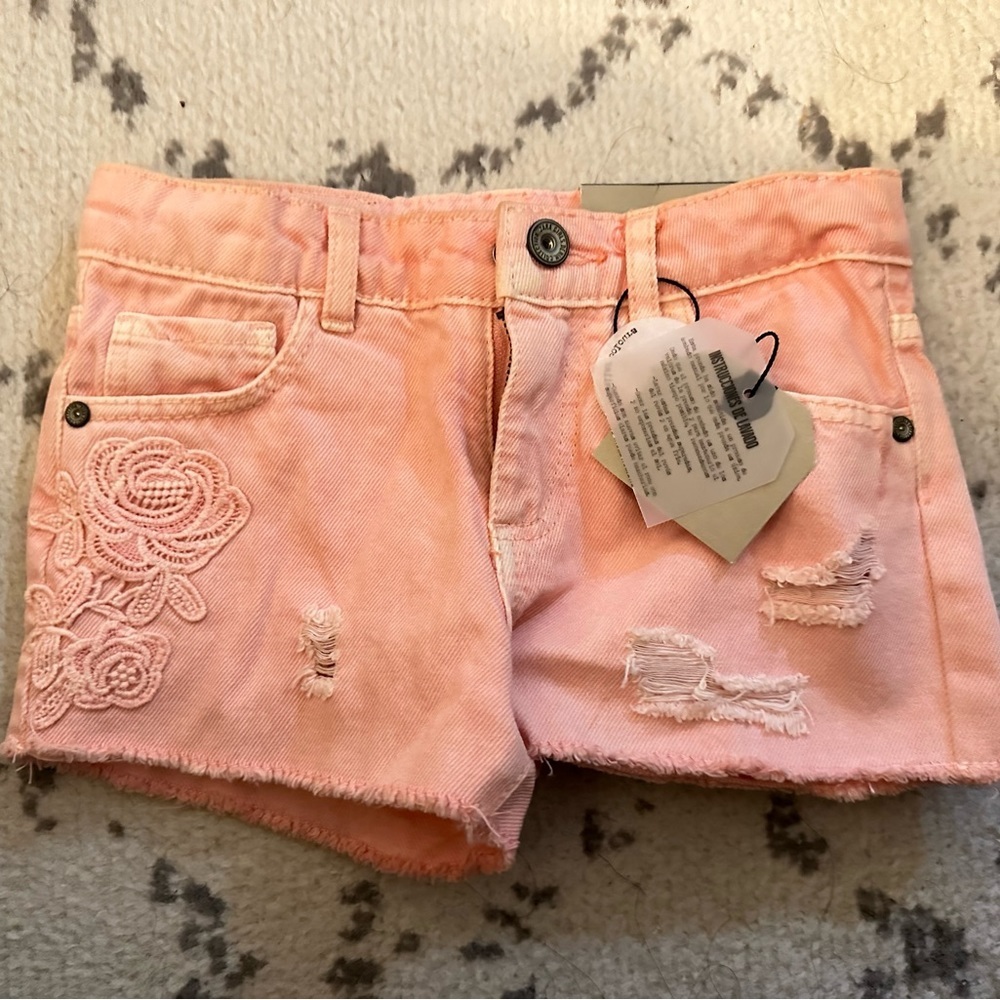 NWT Zara kids denim pink shorts Size 4